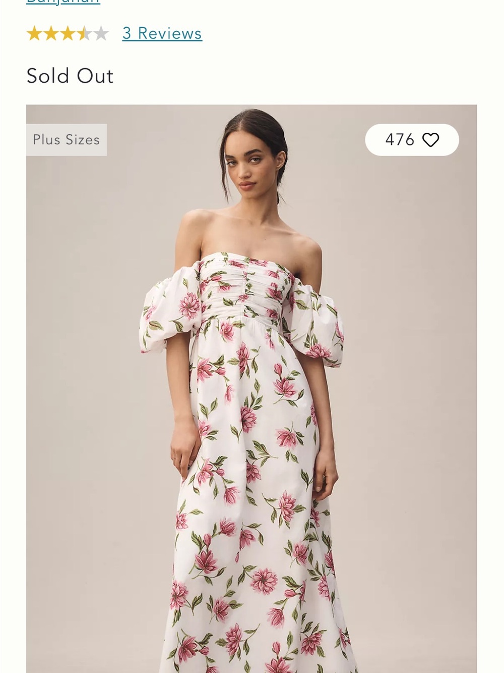 Banjanan White Strapless Floral Maxi Dress with Pink Blossoms